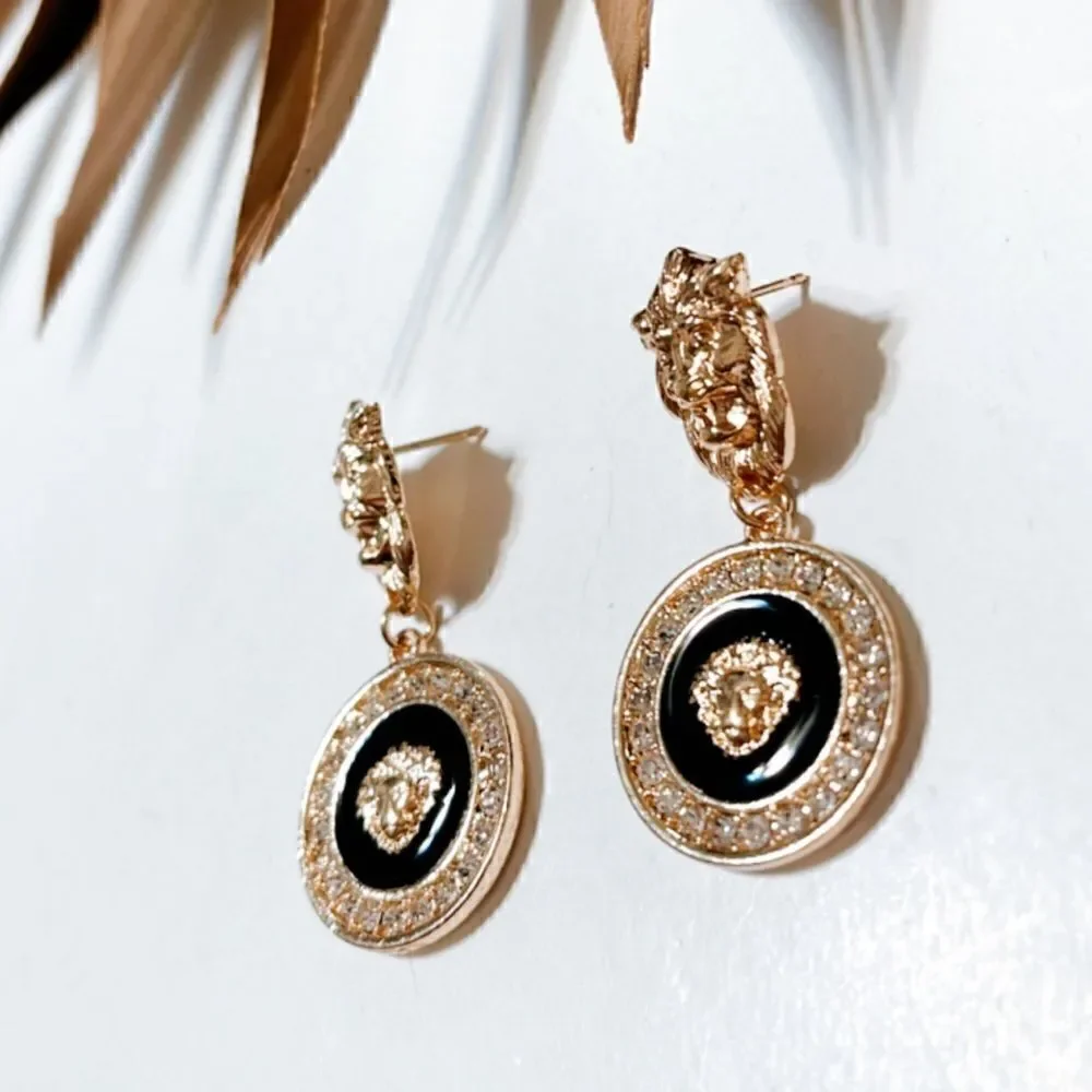 Tiger coin drop earrings #1140